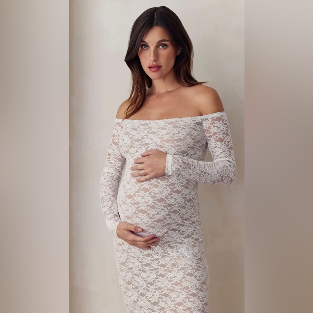 Off-Shoulder Lace Maternity Dress